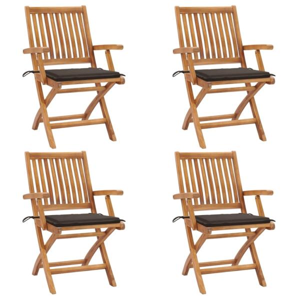 ARDEBO.de - Klappbare Gartenstühle mit Kissen 4 Stk. Massivholz Teak