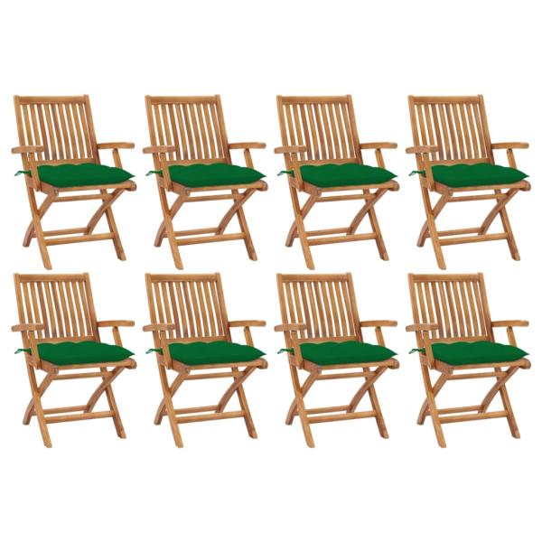 ARDEBO.de - Klappbare Gartenstühle mit Kissen 8 Stk. Massivholz Teak