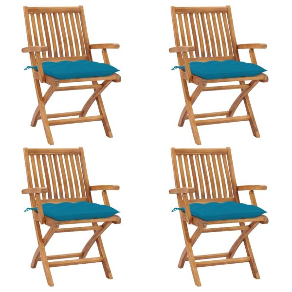 ARDEBO.de - Klappbare Gartenstühle mit Kissen 4 Stk. Massivholz Teak