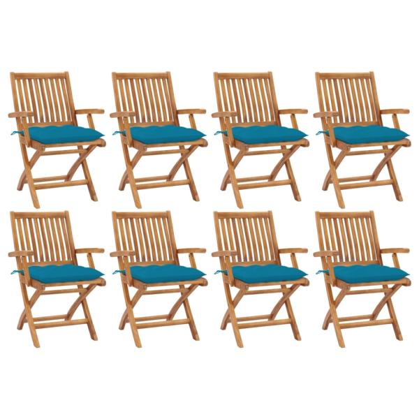 ARDEBO.de - Klappbare Gartenstühle mit Kissen 8 Stk. Massivholz Teak
