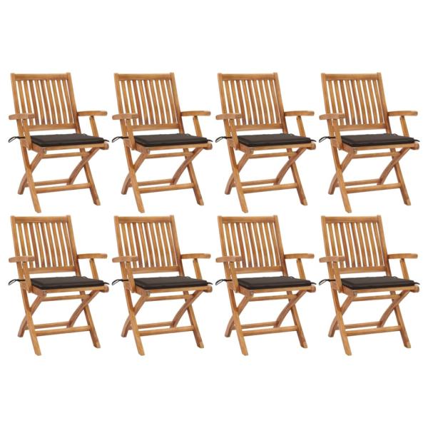 ARDEBO.de - Klappbare Gartenstühle mit Kissen 8 Stk. Massivholz Teak