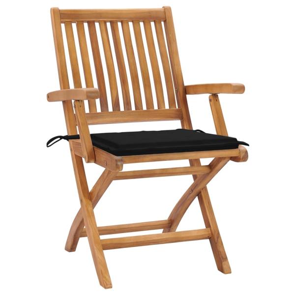 Klappbare Gartenstühle mit Kissen 4 Stk. Massivholz Teak