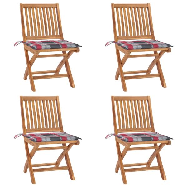 ARDEBO.de - Klappbare Gartenstühle mit Kissen 4 Stk. Massivholz Teak