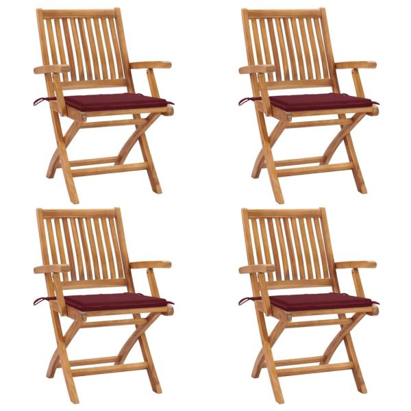 ARDEBO.de - Klappbare Gartenstühle mit Kissen 4 Stk. Massivholz Teak