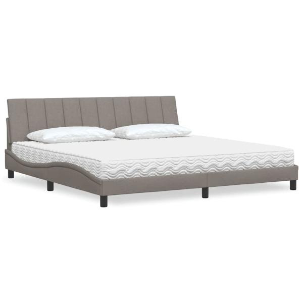 ARDEBO.de - Bett mit Matratze "Hanko" Taupe 200x200 cm Stoff