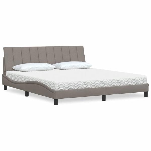 ARDEBO.de - Bett mit Matratze "Hanko" Taupe 180x200 cm Stoff