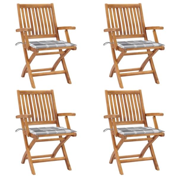 ARDEBO.de - Klappbare Gartenstühle mit Kissen 4 Stk. Massivholz Teak