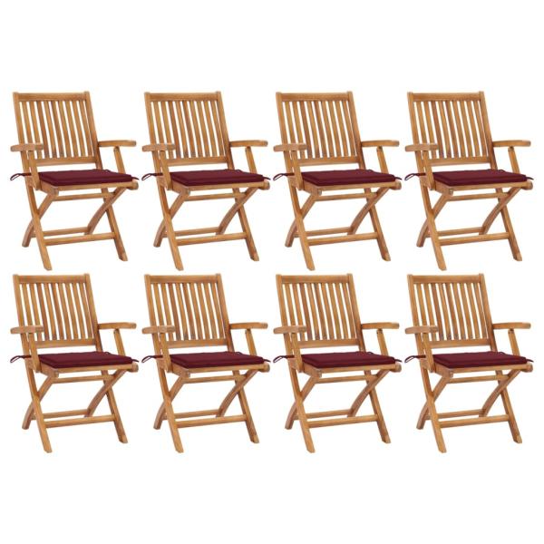 ARDEBO.de - Klappbare Gartenstühle mit Kissen 8 Stk. Massivholz Teak