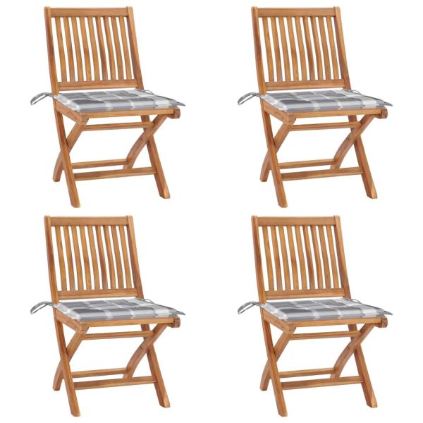 ARDEBO.de - Klappbare Gartenstühle mit Kissen 4 Stk. Massivholz Teak