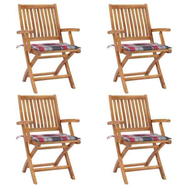 ARDEBO.de - Klappbare Gartenstühle mit Kissen 4 Stk. Massivholz Teak