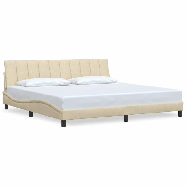 Bettgestell ohne Matratze "Hanko" Creme 200x200 cm Stoff