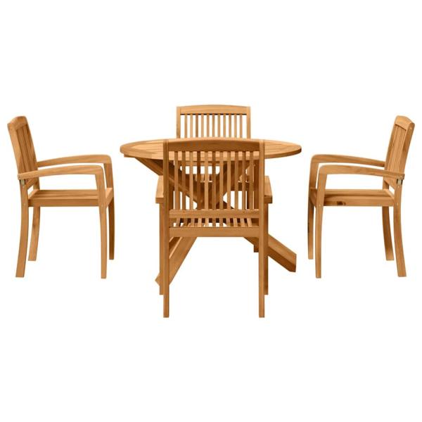Garten Essgruppe 5 Stk. Natur Massivholz Akazie