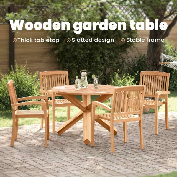 Garten Essgruppe 5 Stk. Natur Massivholz Akazie