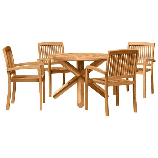 Garten Essgruppe 5 Stk. Natur Massivholz Akazie