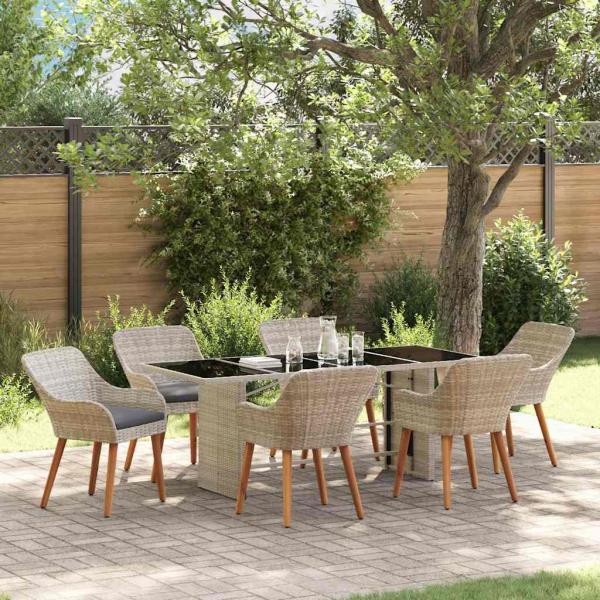 ARDEBO.de - Outdoortisch-Set 7 pcs Hellgrau 190 x 80 x 74 cm
