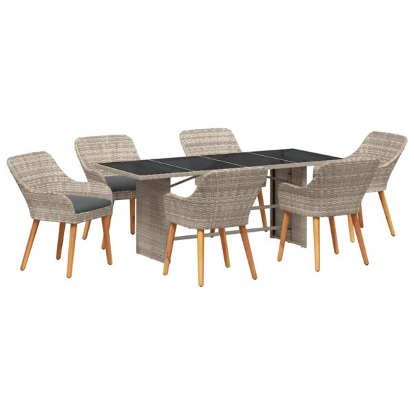 Outdoortisch-Set 7 pcs Hellgrau 190 x 80 x 74 cm