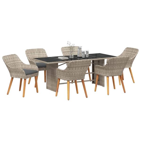 Outdoortisch-Set 7 pcs Hellgrau 190 x 80 x 74 cm