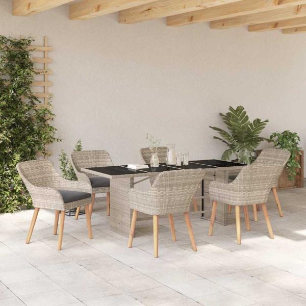 Outdoortisch-Set 7 pcs Hellgrau 190 x 80 x 74 cm