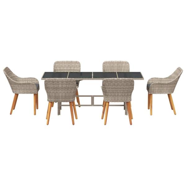 Outdoortisch-Set 7 pcs Hellgrau 190 x 80 x 74 cm