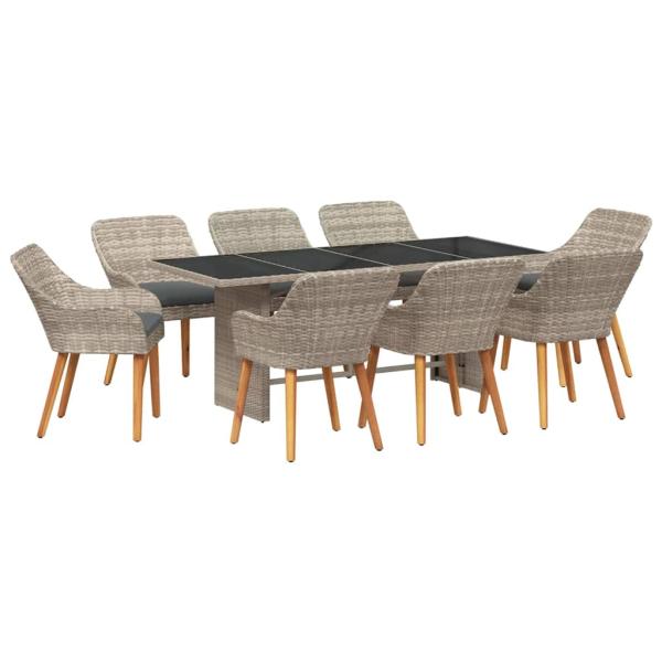 Essgruppe 9 pcs Hellgrau 190 x 80 x 74 cm