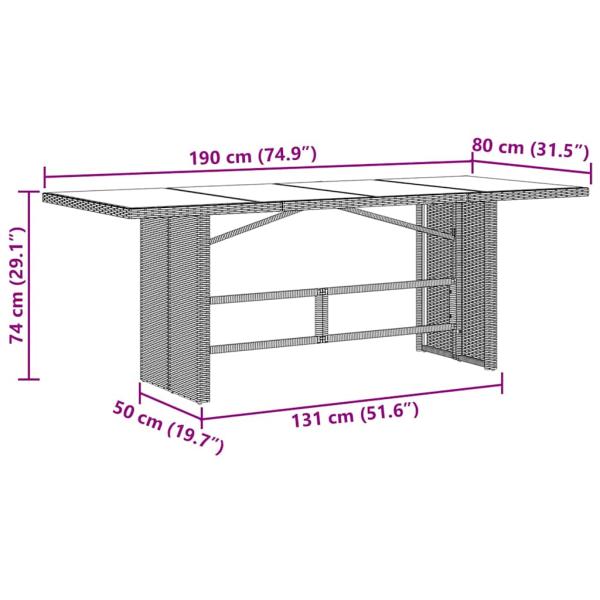 Essgruppe 9 pcs Hellgrau 190 x 80 x 74 cm