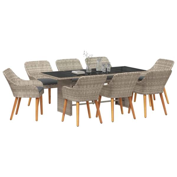 Essgruppe 9 pcs Hellgrau 190 x 80 x 74 cm