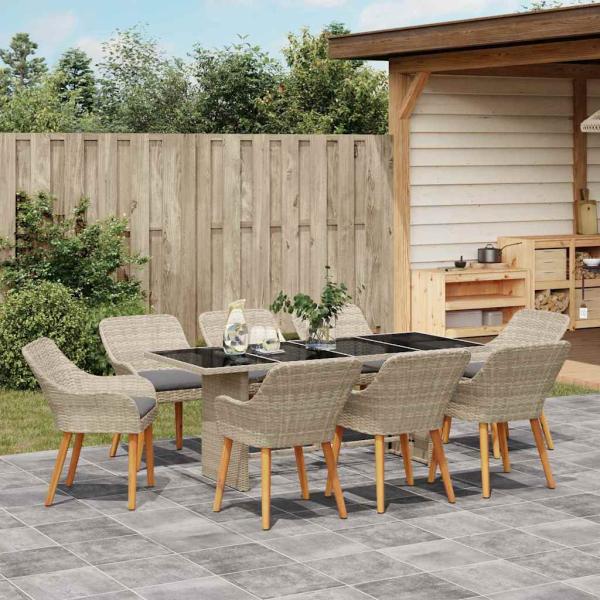 Essgruppe 9 pcs Hellgrau 190 x 80 x 74 cm