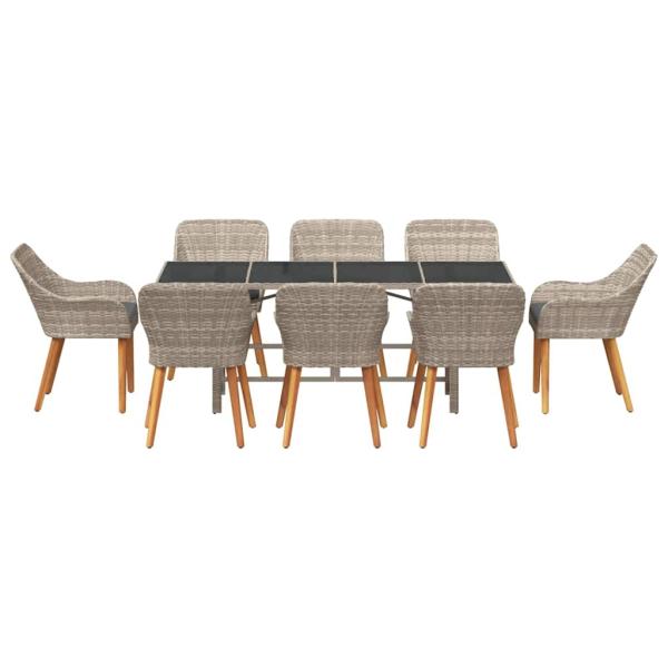 Essgruppe 9 pcs Hellgrau 190 x 80 x 74 cm