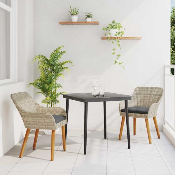ARDEBO.de - Essgruppe 3 pcs Hellgrau und Schwarz 80 cm x 80 cm