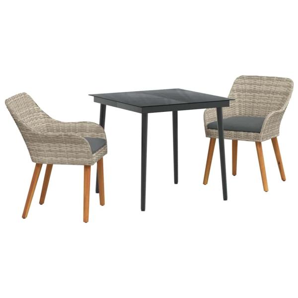 Essgruppe 3 pcs Hellgrau und Schwarz 80 cm x 80 cm