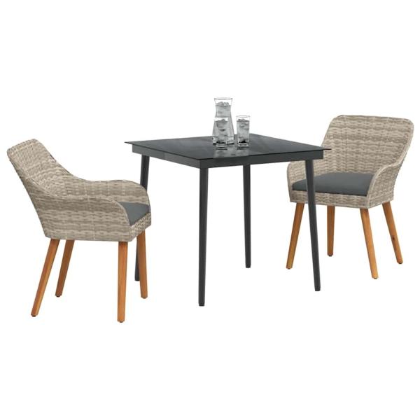 Essgruppe 3 pcs Hellgrau und Schwarz 80 cm x 80 cm