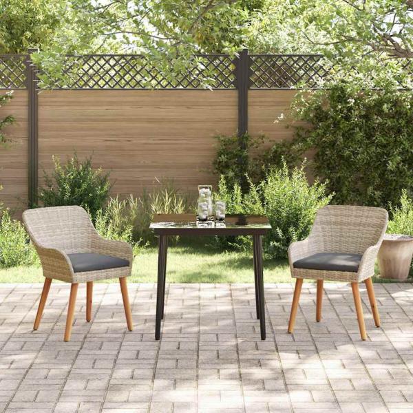 Essgruppe 3 pcs Hellgrau und Schwarz 80 cm x 80 cm