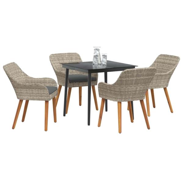 Essgruppe 5 pcs Hellgrau und Schwarz 80 cm x 80 cm