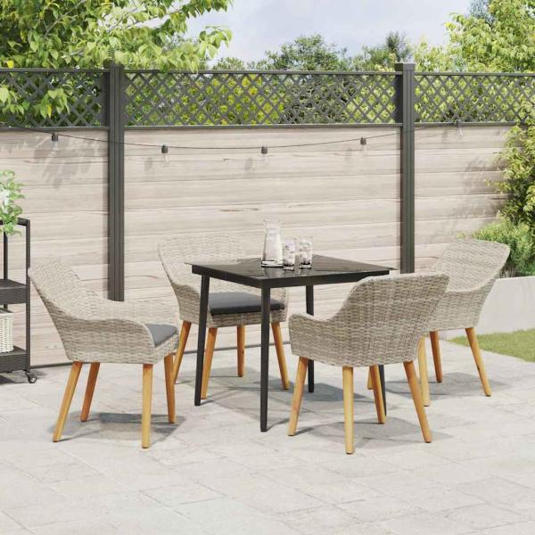 Essgruppe 5 pcs Hellgrau und Schwarz 80 cm x 80 cm