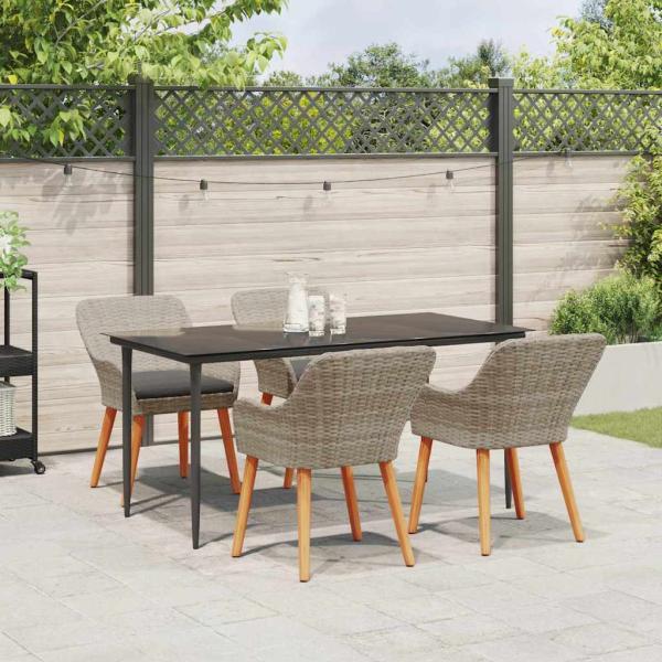 Essgruppe 5 pcs Hellgrau und Schwarz Groß