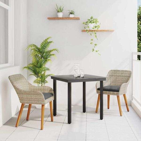 ARDEBO.de - Essgruppe 3 pcs Hellgrau und Schwarz Mittel