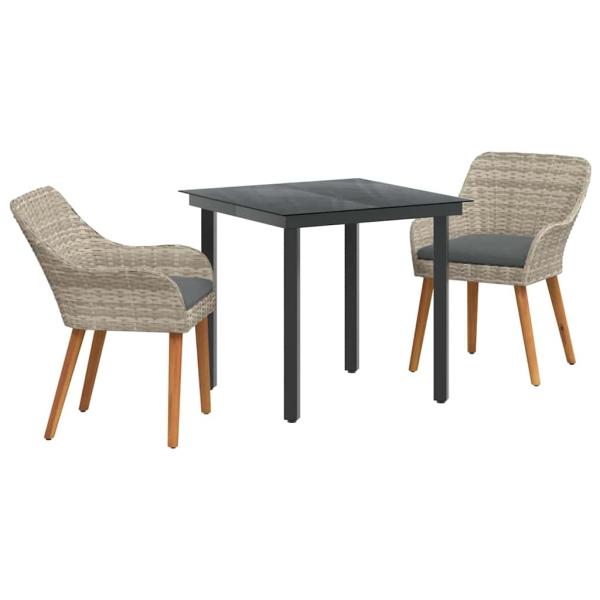 Essgruppe 3 pcs Hellgrau und Schwarz Mittel