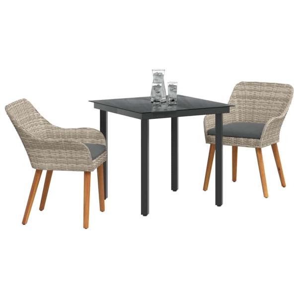 Essgruppe 3 pcs Hellgrau und Schwarz Mittel