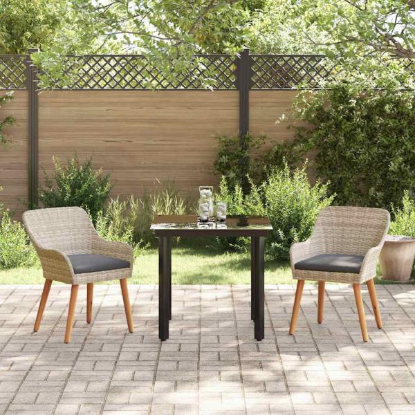 Essgruppe 3 pcs Hellgrau und Schwarz Mittel