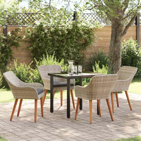 ARDEBO.de - Essgruppe 5 pcs Hellgrau und Schwarz Mittel