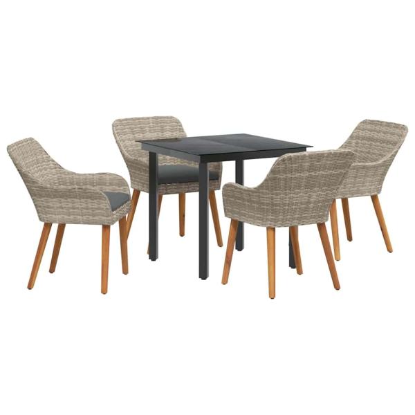 Essgruppe 5 pcs Hellgrau und Schwarz Mittel