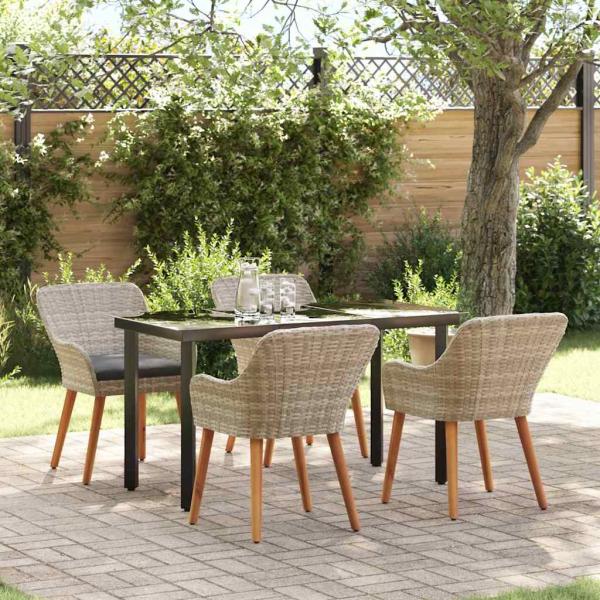 ARDEBO.de - Essgruppe 5 pcs Hellgrau und Schwarz 140 x 70 x 74 cm