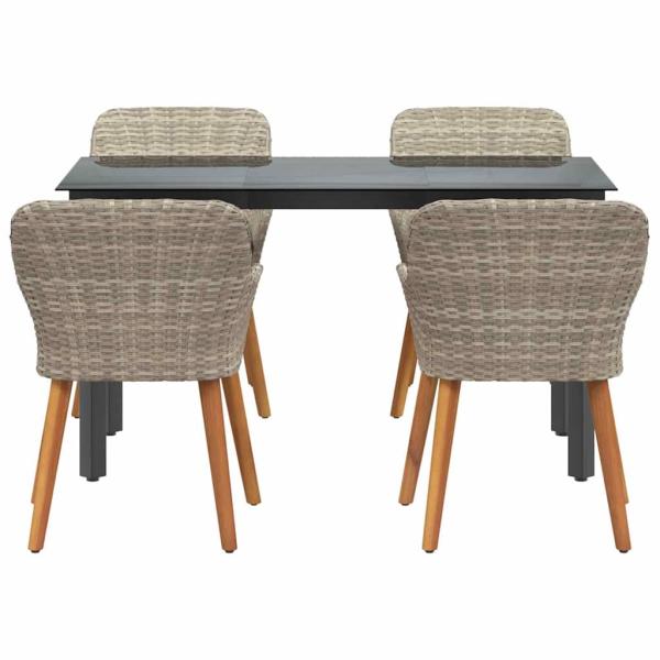 Essgruppe 5 pcs Hellgrau und Schwarz 140 x 70 x 74 cm