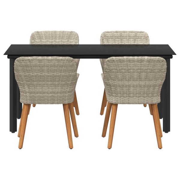 Garten Essgruppe 5 stk. Hellgrau Poly-Rattan