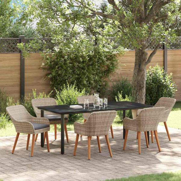 ARDEBO.de - Essgruppe 7 pcs Hellgrau und Schwarz 200x100x74 cm