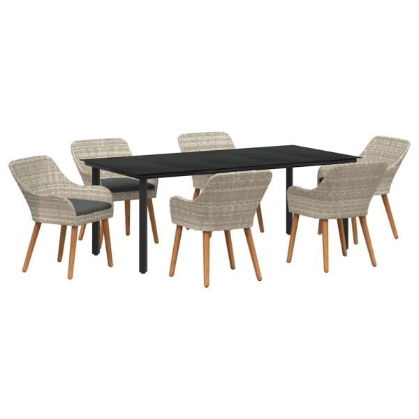 Essgruppe 7 pcs Hellgrau und Schwarz 200x100x74 cm