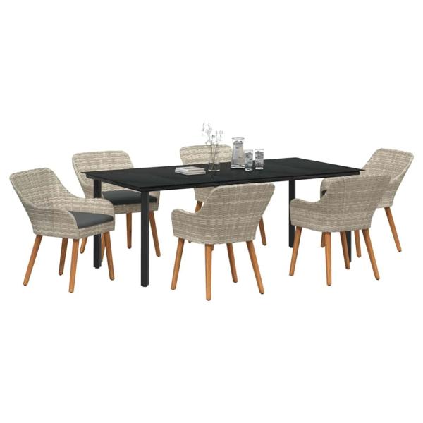 Essgruppe 7 pcs Hellgrau und Schwarz 200x100x74 cm