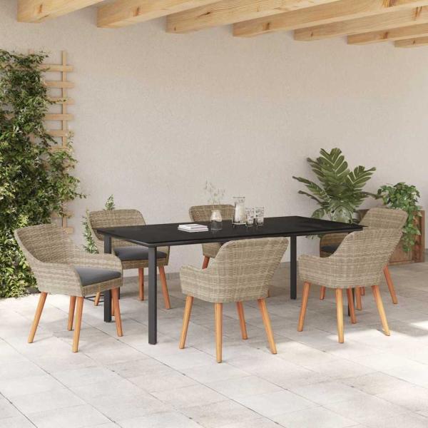 Essgruppe 7 pcs Hellgrau und Schwarz 200x100x74 cm