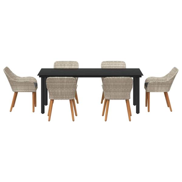 Essgruppe 7 pcs Hellgrau und Schwarz 200x100x74 cm