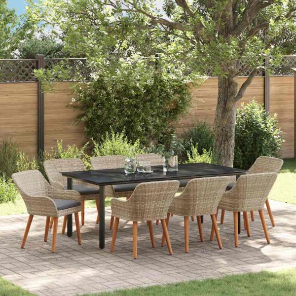 ARDEBO.de - Essgruppe 9 pcs Hellgrau und Schwarz 200x100x74 cm